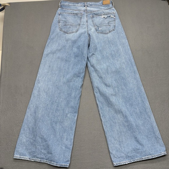 American Eagle Jeans Womens 6 Long Super High Rise Ultra Wide Leg Distressed Y2K - Picture 13 of 14